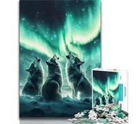 1000 Piece Jigsaw Puzzles for Teenagers Aurora Howling Wolf 1000 Pieces for Teenagers,Secret Santa Gifts for Age 14 Years Up 38x26cm
