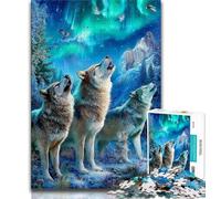 1000 Piece Jigsaw Puzzles for Teenagers Aurora Howling Wolf Teenager Jigsaw,Educational Games Home Decoration Suitable for Desktop Decoration (size 38x26cm)