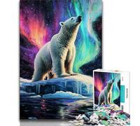 1000 Piece Jigsaw Puzzles for Teenagers Aurora Polar Bear Puzzles for Teenagers,Decompressing Intellectual Educational Toy Birthday Gift (size 38x26cm)