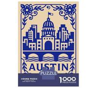 1000 Piece Jigsaw Puzzles for Teenagers Austin Texas Skyline with Floral Border Adult Jigsaw Puzzle Family Game A Work of Art Unique Birthday And Gifts 38x26cm/1000pcs