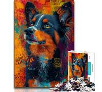 1000 Piece Jigsaw Puzzles for Teenagers Australian Shepherd 1000 Piece Puzzle,Artistic Wall Decor & Birthday Gift Idea for Friends, Home Office (size 38x26cm)