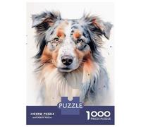 1000 Piece Jigsaw Puzzles for Teenagers Australian Shepherd Dog Adult Puzzles Relaxing Games Enhance Memory Help The Brain Exercise 52x38cm/1000pcs