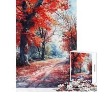 1000 Piece Jigsaw Puzzles for Teenagers Autumn Blaze Path Educational Game Tough Challenge Educational Toy Challenging Game Gifts (50X75cm)