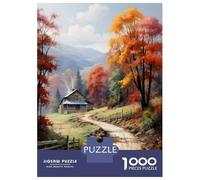 1000 Piece Jigsaw Puzzles for Teenagers Autumn Cabin in The Woods Puzzle for Adults Brain Teaser Game Birthday Present Help The Brain Exercise 38x26cm/1000pcs