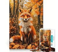 1000 Piece Jigsaw Puzzles for Teenagers Autumn Fox in Woods- Clean Cut Art Creative Game Toy Relax Game Play Xmas Art Gift (50x75cm)
