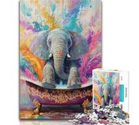 1000 Piece Jigsaw Puzzles for Teenagers Baby Elephant Taking A Bath Adult Puzzles,Stress Reliever Staycation Kill Time Wishlist with Santa Claus (size 38x26cm)