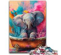 1000 Piece Jigsaw Puzzles for Teenagers Baby Elephant Taking A Bath Puzzles for Adults,Fun Present & Activity for Home,Toy for Rainy Days (38x26cm)