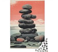 1000 Piece Jigsaw Puzzles for Teenagers Balanced Stone Stack Art Print Teenager Puzzles Anti-Stress Toys Presents for Women Stress Reduction Gifts 52x38cm/1000pcs