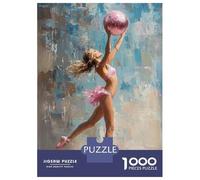1000 Piece Jigsaw Puzzles for Teenagers Ballerina with Pink Ball Painting Gymnast in Motion with Pink Ball Adult Jigsaw Fun Games Perfect Decoration for Birthday, Chrismas 70x50cm/1000pcs
