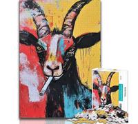 1000 Piece Jigsaw Puzzles for Teenagers Basquiat Goat 1000 Pieces for Teenagers,learning Educational for Is Ideal As A Gift for The Whole Family 38x26cm