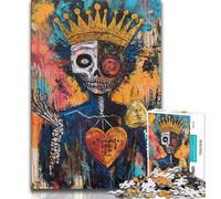 1000 Piece Jigsaw Puzzles for Teenagers Basquiat-style King 1000 Pieces for Teenagers,Staycation Kill Time with Matching Poster And Trivia Sheet (size 75x50cm)