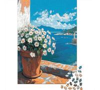 1000 Piece Jigsaw Puzzles for Teenagers Beach Daisy Flower Pot Puzzle for Adults Hands-on Game Wall Decoration Unique Birthday And Gifts 70x50cm/1000pcs