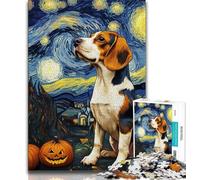 1000 Piece Jigsaw Puzzles for Teenagers Beagle at Night 1000 Pieces for Teenagers,Educational Games Home Decoration Suitable for Desktop Decoration (size 75x50cm)