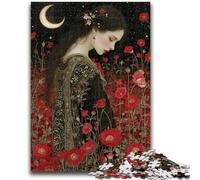 1000 Piece Jigsaw Puzzles for Teenagers Beautiful Girl with Flowers Challenging To Complete But Fun And Humorous Birthday Present, Gifts, Wall Art 50x75cm