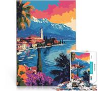 1000 Piece Jigsaw Puzzles for teenagers Beautiful Italian Lake Sunset Travel Minimalist Art Lernspiele Gutes Geschenk52x38cm