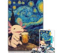 1000 Piece Jigsaw Puzzles for Teenagers Beer Drinking Salamander Teenager Jigsaw,Educational Games Home Decoration Suitable for Desktop Decoration (size 75x50cm)
