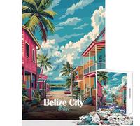 1000 Piece Jigsaw Puzzles for Teenagers Belize City Travel Poster Happy Shared Home Activity Thoughtful Festive Present Choice (38x52cm)