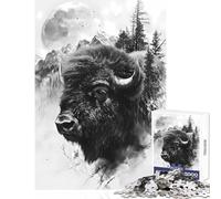 1000 Piece Jigsaw Puzzles for Teenagers Bison Double Exposure Moon Educational Toy Secret Santa Gifts Brain Teaser Game Help The Brain Exercise Size 38x52cm