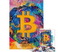 1000 Piece Jigsaw Puzzles for Teenagers Bitcoin Abstract Art Jigsaw Puzzles for Adults Stress Reliever Parent-child Interaction Birthday Present, Gifts, (Size 38x26cm)