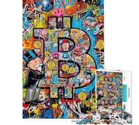 1000 Piece Jigsaw Puzzles for Teenagers Bitcoin Graffiti Art Challenging Game Toys Relax Games Hand Speed Race Birthday Gifts (size 38x26cm)