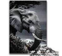 1000 Piece Jigsaw Puzzles for Teenagers Black And White Elephant Learning Educational Toys Fun at Home Activities, Birthday Present,Travel Gifts 50x75cm