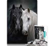 1000 Piece Jigsaw Puzzles for Teenagers Black And White Horse Teenager Puzzles,Toys Educational Games Stress Relieving Unique Birthday And Gifts (size 75x50cm)