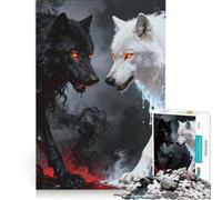 1000 Piece Jigsaw Puzzles for Teenagers Black And White Wolves Confrontation, Relax Games, Fun Activities at Home, Unique Birthday And Gifts 50x75cm
