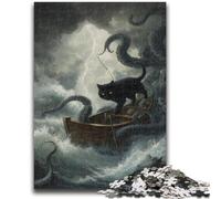 1000 Piece Jigsaw Puzzles for Teenagers Black Cat Octopus 1000 Pieces for Teenagers,learning Educational for Is Ideal As A Gift for The Whole Family (26x38cm)