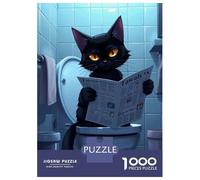 1000 Piece Jigsaw Puzzles for Teenagers Black Cat Reading Newspaper Puzzles for Adults Family Games Staycation Kill Time Unique Birthday And Gifts 70x50cm/1000pcs