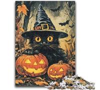 1000 Piece Jigsaw Puzzles for Teenagers Black Cat Wizard Challenging To Complete But Fun And Humorous with Matching Poster And Trivia Sheet 26x38cm