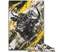 1000 Piece Jigsaw Puzzles for Teenagers Black Gold Bull Puzzles for Teenagers,Quiz Game Wall Decoration Unique Birthday And Xmas Gifts (75x50cm)