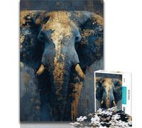 1000 Piece Jigsaw Puzzles for Teenagers Black Gold Elephant Puzzles for Adults,Stress Reliever Difficult Challenge Secret Santa Gifts (size 75x50cm)