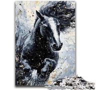 1000 Piece Jigsaw Puzzles for Teenagers Black Golden Horse Decompressing Intellectual Educational Toy Secret Santa Gifts 26x38cm