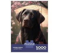 1000 Piece Jigsaw Puzzles for Teenagers Black Labrador Kimono Jigsaw for Adults Hands-on Game Pattern Assembly for Birthday, Chrismas 38x26cm/1000pcs