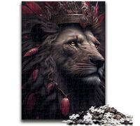 1000 Piece Jigsaw Puzzles for Teenagers Black Lion King Or Red Art Suitable for Ages 14 And Up Intellectual Toy Game Educational Game for Birthday And Christmas 26x38cm