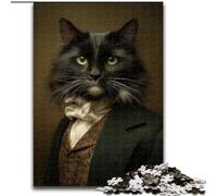 1000 Piece Jigsaw Puzzles for Teenagers Black Noble Cat, for 14+ For Family Fun & Game Night Artists' Collection, Fine Arts (Size 50x75cm)