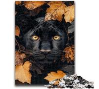1000 Piece Jigsaw Puzzles for Teenagers Black Panther in Fallen Leaves for Age 14 Years And over Decompressing Intellectual Educational Toy Great Gift 50x75cm