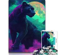 1000 Piece Jigsaw Puzzles for Teenagers Black Panther Under The Moon,Help The Brain Exercise Addictive Toys to Cultivate Patience Artists Collection,Fine Art (38x26cm)