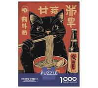 1000 Piece Jigsaw Puzzles for Teenagers Black Ramen Cat Japan Puzzle for Adults Hands-on Game Wall Decoration Unique Birthday And Gifts 38x26cm/1000pcs