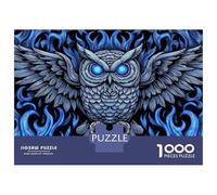 1000 Piece Jigsaw Puzzles for Teenagers Blue Flame Owl Art Print Jigsaw for Adults DIY Toys Pattern Assembly Help The Brain Exercise 52x38cm/1000pcs