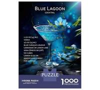 1000 Piece Jigsaw Puzzles for Teenagers Blue Lagoon Cocktail Recipe Puzzle for Adults Brain Teaser Game Birthday Present Help The Brain Exercise 38x26cm/1000pcs