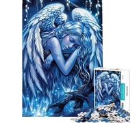 1000 Piece Jigsaw Puzzles for Teenagers Blue Neon Sleeping Angels Jigsaw Puzzle Fun Games Perfect Decoration Deal As Gifts for The Whole Family (Size 50x75cm)