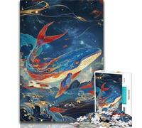 1000 Piece Jigsaw Puzzles for Teenagers Blue Whale with Feathers 1000 Piece Puzzle,Challenging Family Activity Games DIY Toy for Home Wall Decor Gifts 38x26cm