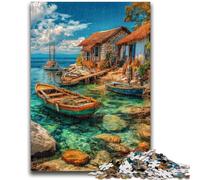 1000 Piece Jigsaw Puzzles for Teenagers Boats on Resort Island Jigsaw,for Educational Game Challenge Toy Birthday Present, Gifts, Wall Art (38x26cm)