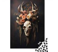1000 Piece Jigsaw Puzzles for Teenagers Boho Deer Skull Decor Adult Puzzles Family Games Difficult Challenge Deal As Gifts for The Whole Family 38x26cm/1000pcs