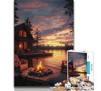 1000 Piece Jigsaw Puzzles for Teenagers Bonfire by The River Teenager Jigsaw,Challenging Game for Is Ideal As A Gift for The Whole Family (size 38x26cm)
