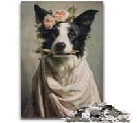 1000 Piece Jigsaw Puzzles for Teenagers Border Collie Oil Painting 1000 Piece Puzzle,Challenging Family Activity Games DIY Toy for Home Wall Decor Gifts (50x75cm)