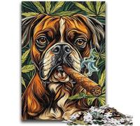 1000 Piece Jigsaw Puzzles for Teenagers Boxer Dog Smoking 1000 Pieces for Adults,Quiz Game Wall Decoration Unique Birthday And Xmas Gifts (50x75cm)