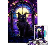 1000 Piece Jigsaw Puzzles for Teenagers British Shorthair Stained Help The Brain Exercise Difficult Hard Relaxing Games Suitable for Ages 14 And Up (38X52cm)