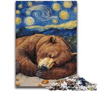 1000 Piece Jigsaw Puzzles for Teenagers Brown Bear Night Sky Challenging To Complete But Fun And Humorous with Matching Poster And Trivia Sheet 26x38cm